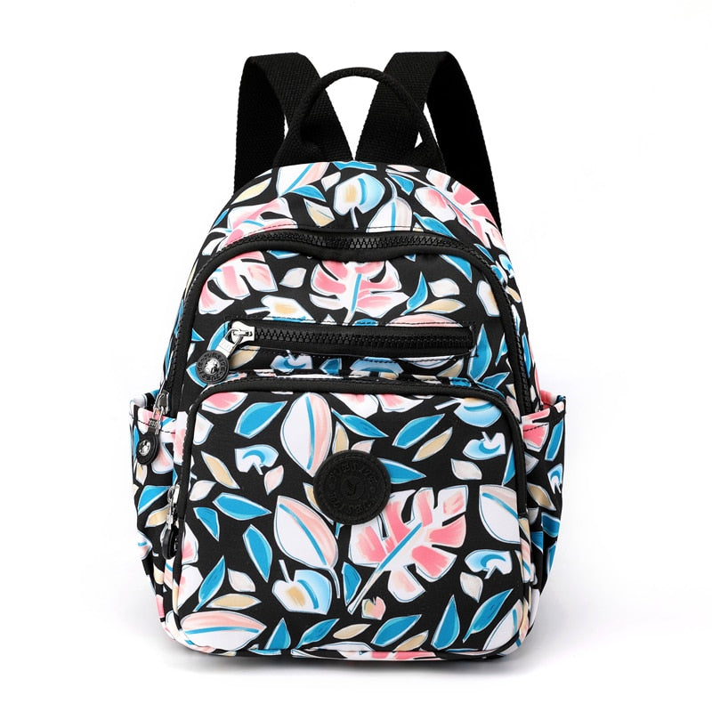 Realaiot Women's Bag Trend Vintage Print Small Travel Backpack Waterproof Nylon Women's Mini Backpack Luxury Designer Bags New