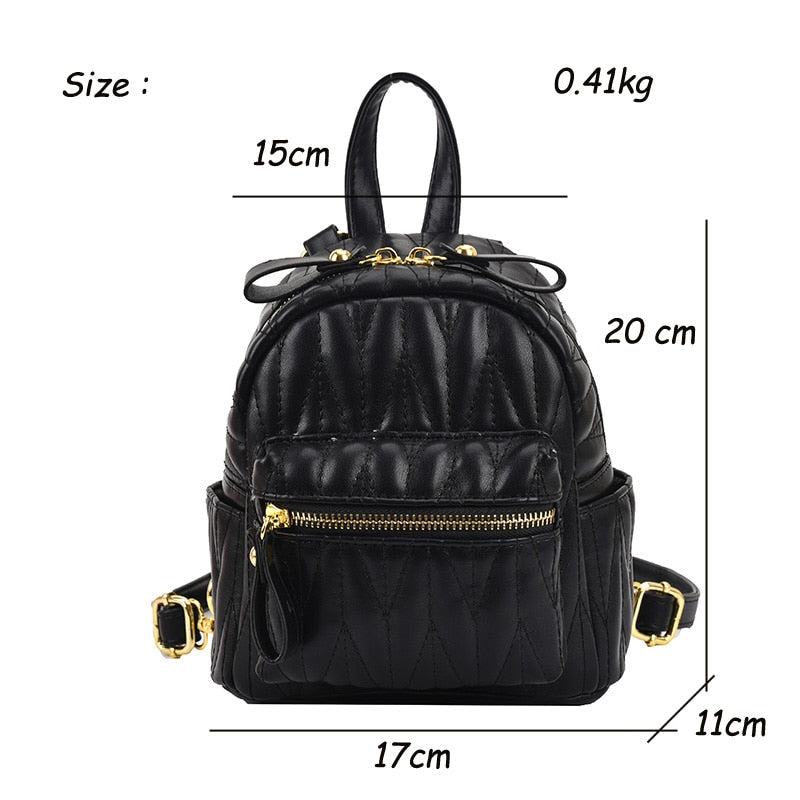 Cyflymder New Women's Backpack Fashion Small Backpack PU Leather Handbag Schoolbag for Girls Women's Bag Female Shoulder Back Mochila