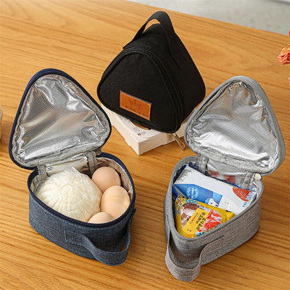 Cyflymder New Triangular Breakfast Insulation Bag Mini Portable Rice Ball Lunch Bento Cooler Bag Food Fresh Pouch for Women Student Kids