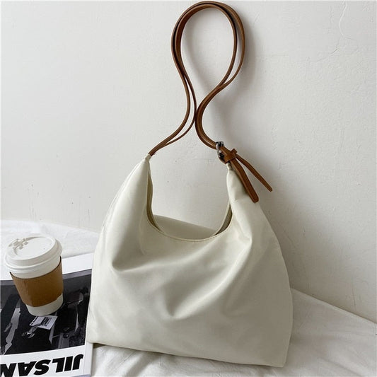 Realaiot Large Capacity Canvas Shoulder Bag for Women New Shopping Bags Solid color Vintage Tote Bag Casual Handbags Crossbody Bag