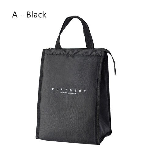 Realaiot Black Thermal Lunch Bag Portable Cooler Insulated Picnic Bento Tote Travel Fruit Drink Food Fresh Organizer Accessories Supplies