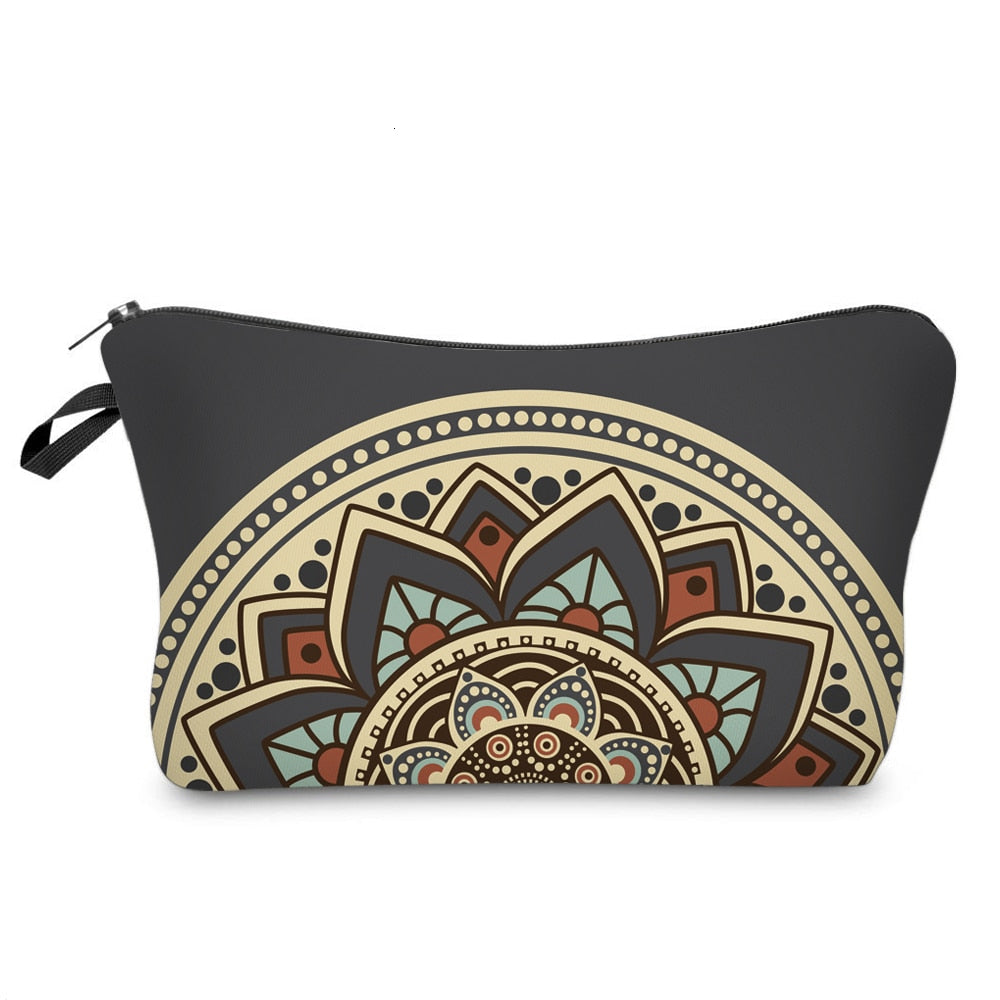 Realaiot Sloth Abstract Art  Cosmetic Bag Waterproof Printing Swanky Turtle Leaf Toilet Bag Custom Style for Travel