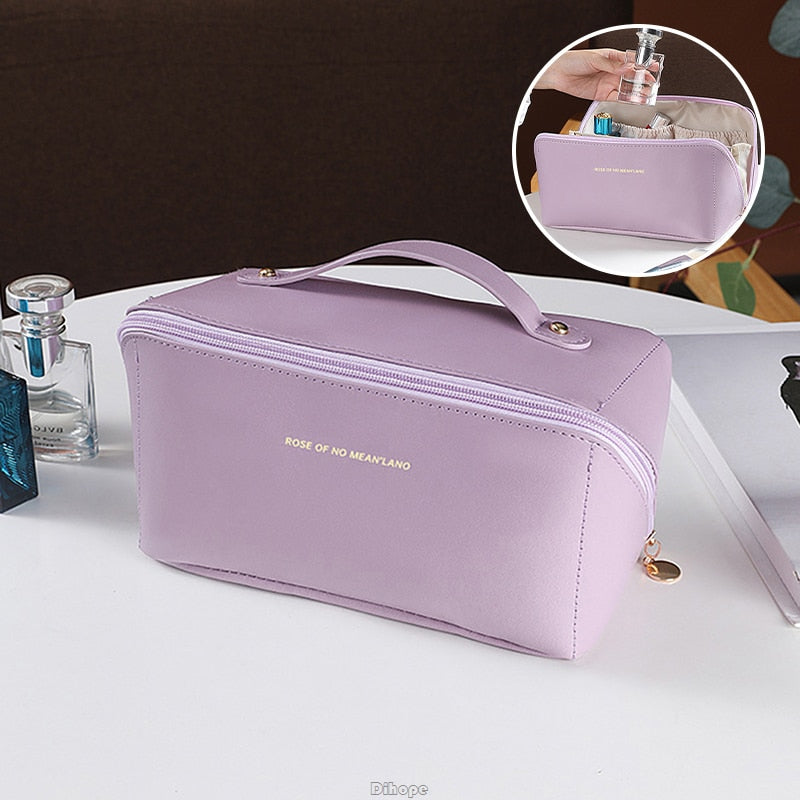 Cyflymder Large-Capacity Travel Cosmetic Bag Portable Leather Makeup Pouch Women Waterproof Bathroom Washbag Multifunction Toiletry Kit