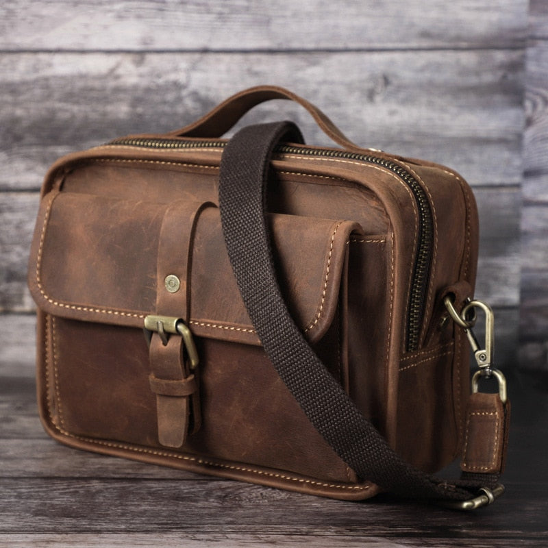 Cyflymder Shoulder Bag Vintage Crossbody Bags High Quality Bag Genuine Leather Handbag Capacity Men Messenger Bags for 7.9 inch iPad