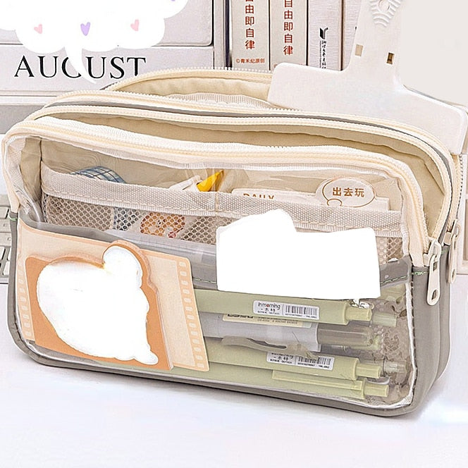 Cyflymder Multi Layer Transparent Pencil Bag Large Capacity Stationery Holder Box Student Zipper Pencil Pouch Children School Supplies