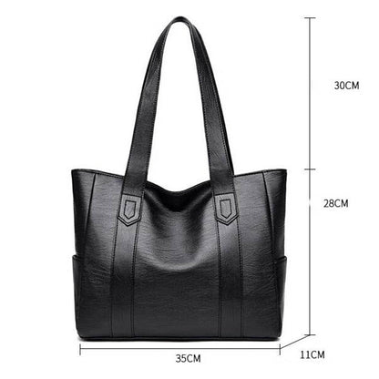 Realaiot Women PU Leather Handbags Fashion Big Capacity Tote Bags Retro Designer Double Strap Shoulder Bag Female Shopper Sac Mujer Bolsa