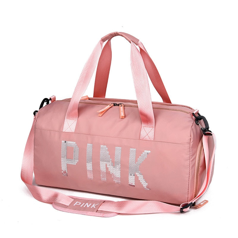 Cyflymder New Sequins Pink Gym Bag Women Shoe Compartment Waterproof Sport Bags for Fitness Training Bolsa Sac De Sport Travel Bag