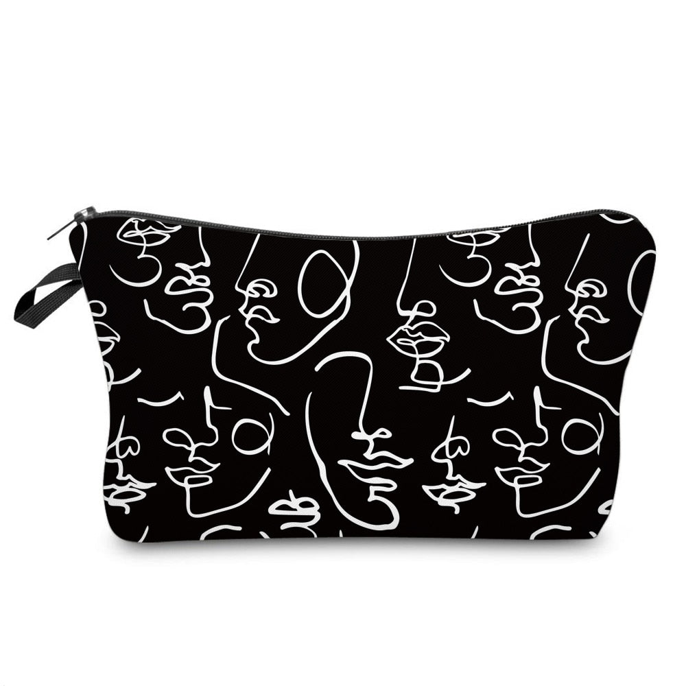 Realaiot Sloth Abstract Art  Cosmetic Bag Waterproof Printing Swanky Turtle Leaf Toilet Bag Custom Style for Travel