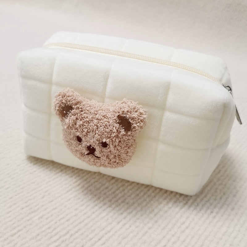 Realaiot Cute Bear Baby Toiletry Bag Make Up Cosmetic Bags Portable Diaper Pouch Baby Items Organizer Reusable Cotton Cluth Bag for Mommy