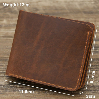 Cyflymder New Arrival Vintage Men's Genuine Leather Wallet Credit Card Holder Small Wallet Money Bag ID Card Case Mini Purse For Male