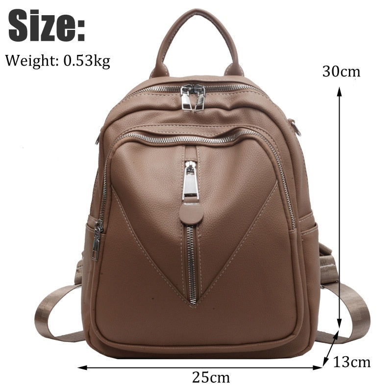 Realaiot Solid Color Leather Backpack Luxury Designer School Bag for Teenager Girl High Quality Female Rucksack Large Capacity Mochilas