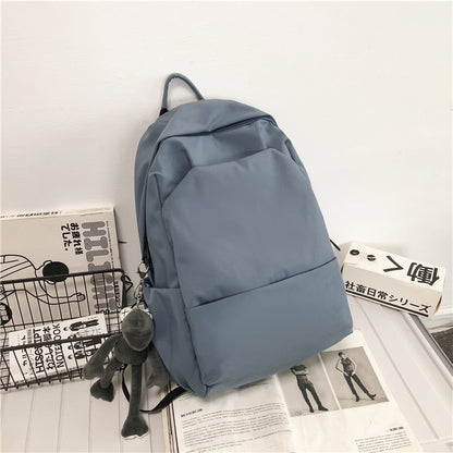 Cyflymder New Waterproof Nylon Women Backpack Solid Color School Backpack for Teenager Girls Boys Female Large Capacity Men Book Bag