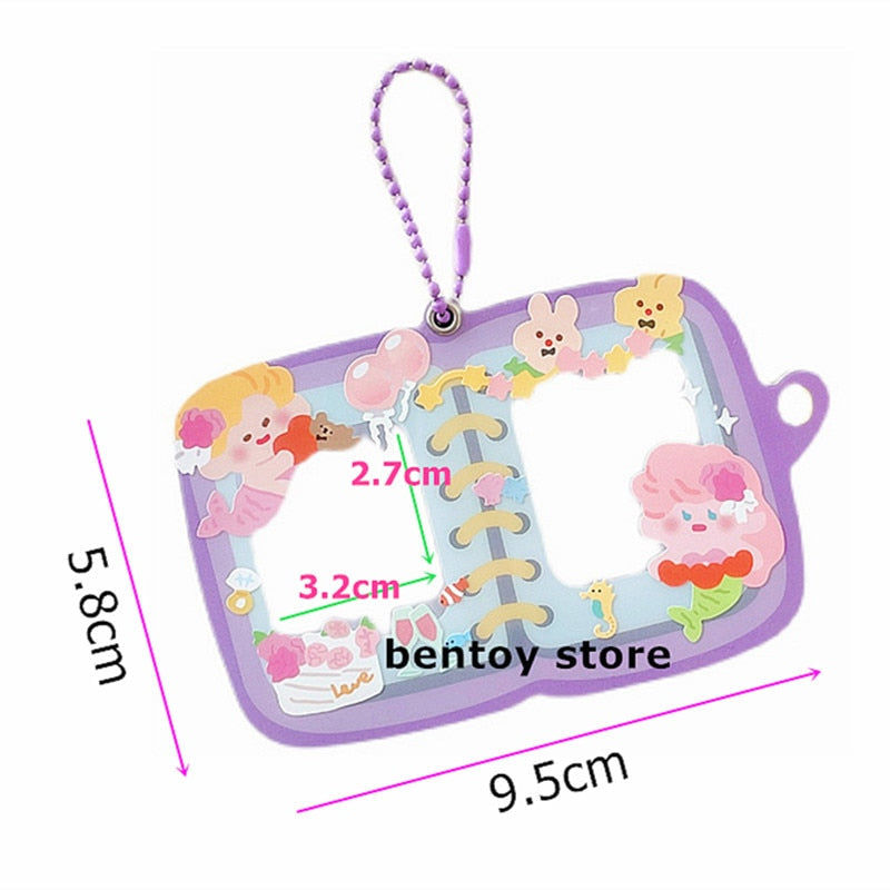 Realaiot 1 Inch Small Book Shape Idol Postcard Photo Album Mini Star Photo Organizer Card Holder Case With Keychain Bag Keyring Pendant