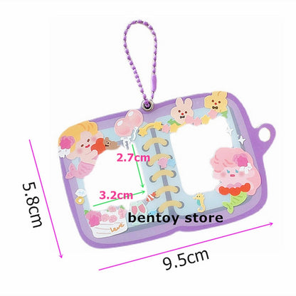 Realaiot 1 Inch Small Book Shape Idol Postcard Photo Album Mini Star Photo Organizer Card Holder Case With Keychain Bag Keyring Pendant