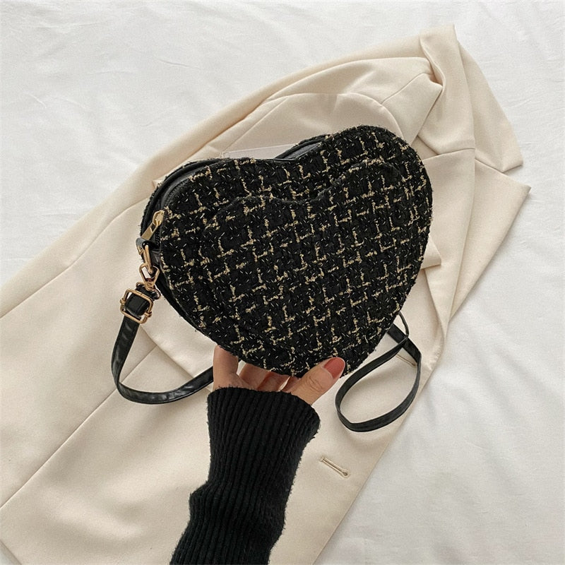 Cyflymder PU Leather Women Heart-shaped Crossbody Bag Luxury Designer Small Shoulder Bags for Ladies Female Evening Clutch Purse Handbags