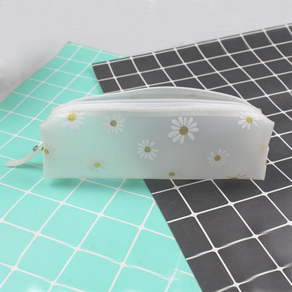 Realaiot 1Pcs Kawaii Transparent Pencil Case Daisy Gift Estuches School Pencil Box Pencilcase Pencil Bag School Supplies Stationery