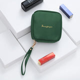 Realaiot 4pics Set Velvet Cosmetic Bag Ins Fashion Letter Embroidered Cosmetic Storage Bags Women Portable Travel Makeup Box