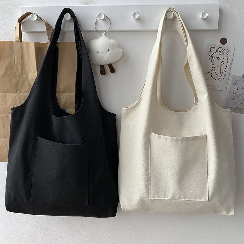 Cyflymder Shopping Bag Woman Bag Pure Color Series Beige Reusable Harajuku Commuter Simple Large Capacity Fashion Tote Bag