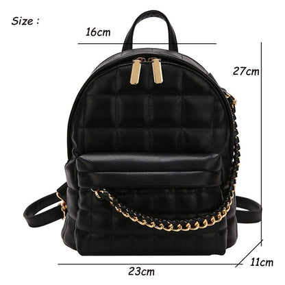 Realaiot Fashion Women Leather Luxury Backpack Chain Teenage Girls Shoulder Bag New Designer Backpacks Rucksack Small Female Daypack Bags