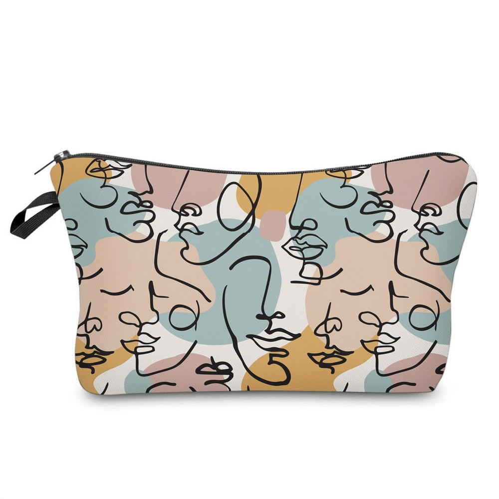 Realaiot Sloth Abstract Art  Cosmetic Bag Waterproof Printing Swanky Turtle Leaf Toilet Bag Custom Style for Travel