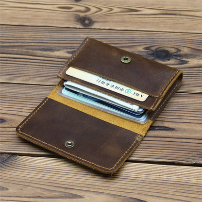 Realaiot Genuine Leather Credit Card Holder New Arrival Vintage Card Holder Men Small Wallet Money Bag ID Card Case Mini Purse for Male