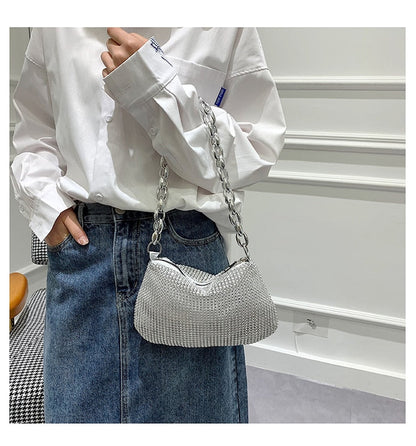 Realaiot Women INS Fashion Rhinestone Square Bag Ladies Messenger Bag Designer Pearl Chain Shoulder Corssbody Bags 苤�邾郕訄 �迮郇�郕訄� �訄迣迮�