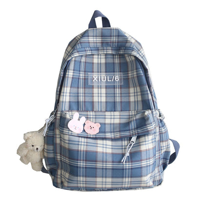 Cyflymder New Women Backpack Female Cool Nylon Travel Bag Fashion Plaid Portable Cute Schoolbag College Teenage Girls Boys Bookbag