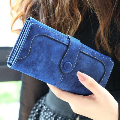 Cyflymder Many Departments Faux Suede Long Wallet Women Matte Leather Lady Purse High Quality Female Wallets Card Holder Clutch Carteras