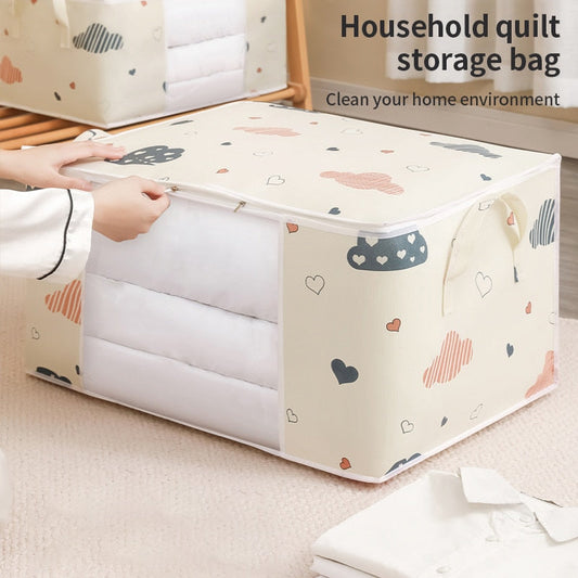 Realaiot Storage Bag Clothes Blanket Quilt Closet Sweater Foldable Organizer Box Durable Cartoon Print Winter Clothes Cabinet Organizer