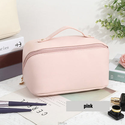 Cyflymder Large-Capacity Travel Cosmetic Bag Portable Leather Makeup Pouch Women Waterproof Bathroom Washbag Multifunction Toiletry Kit