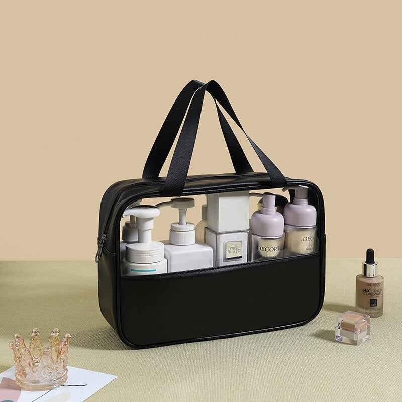 Cyflymder Patchwork Cosmetic Bag Makeup Storag Bag Translucent Large Capacity Bath Bag Organizer Waterproof Portable Travel Storage Bag