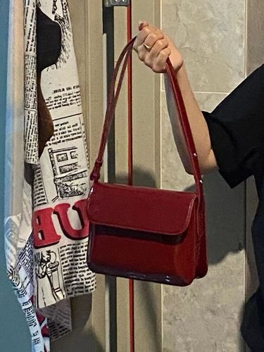 Realaiot Elegant Patent Leather Women's Small Square Bag Ladies Vintage Shoulder Crossbody Bags Fashion Simple Female Handbags Tote Purse