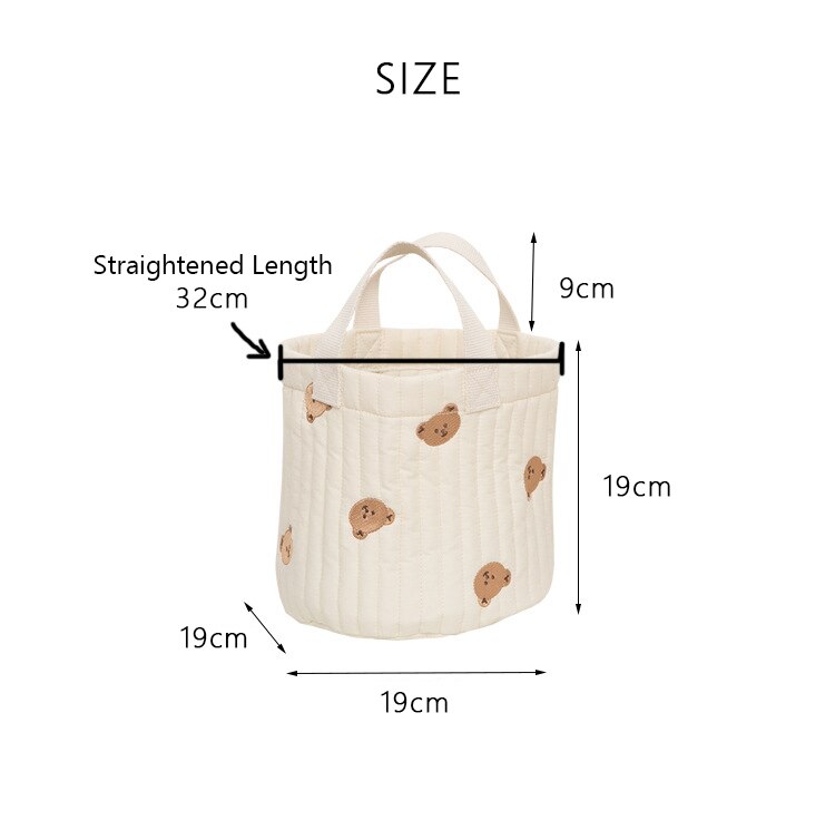 Realaiot Bear Embroidery Women Lunch Bag Soft Canvas Quilting Design Food Storage Bucket Handbag Makeup Cosmetic Organizer Small Tote