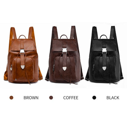 Realaiot Vintage Women Backpack High Quality Youth PU Leather Backpacks for Teenage Girls Female School Shoulder Bag Bagpack mochila