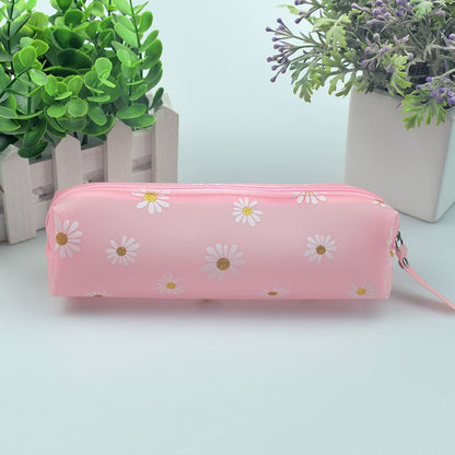 Realaiot 1Pcs Kawaii Transparent Pencil Case Daisy Gift Estuches School Pencil Box Pencilcase Pencil Bag School Supplies Stationery