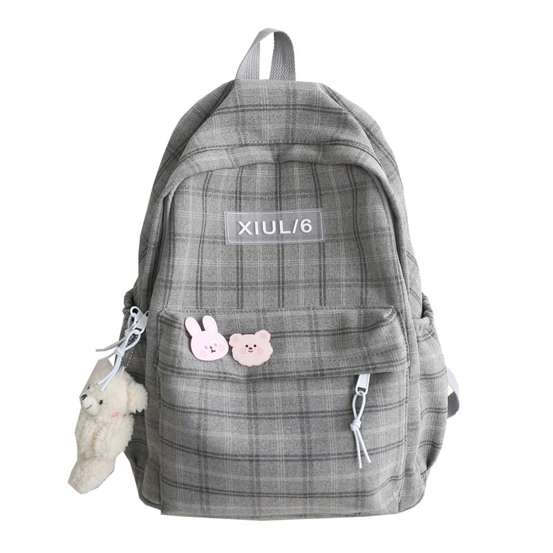 Cyflymder New Women Backpack Female Cool Nylon Travel Bag Fashion Plaid Portable Cute Schoolbag College Teenage Girls Boys Bookbag