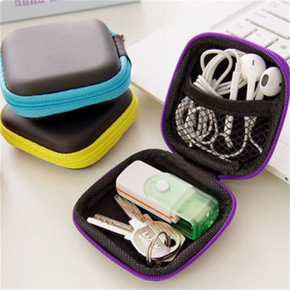 Realaiot EVA Mini Portable Earphone Bag Coin Purse Headphone USB Cable Case Storage Box Wallet Carrying Pouch Bag Earphone Accessories