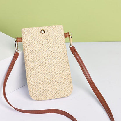 Realaiot Fashion Woven Straw Ladies Crossbody Messenger Bag Summer Bohemia Beach Rattan Shoulder Pack Small Solid Mobile Phone Coin Purse