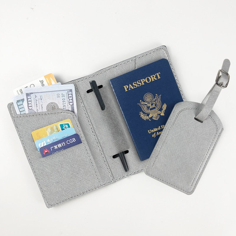 Cyflymder PU Passport Covers Business Credit ID Cards Holder Case Wallets Pouch Women Men Air Tickets Portable Holders Travel Accessories