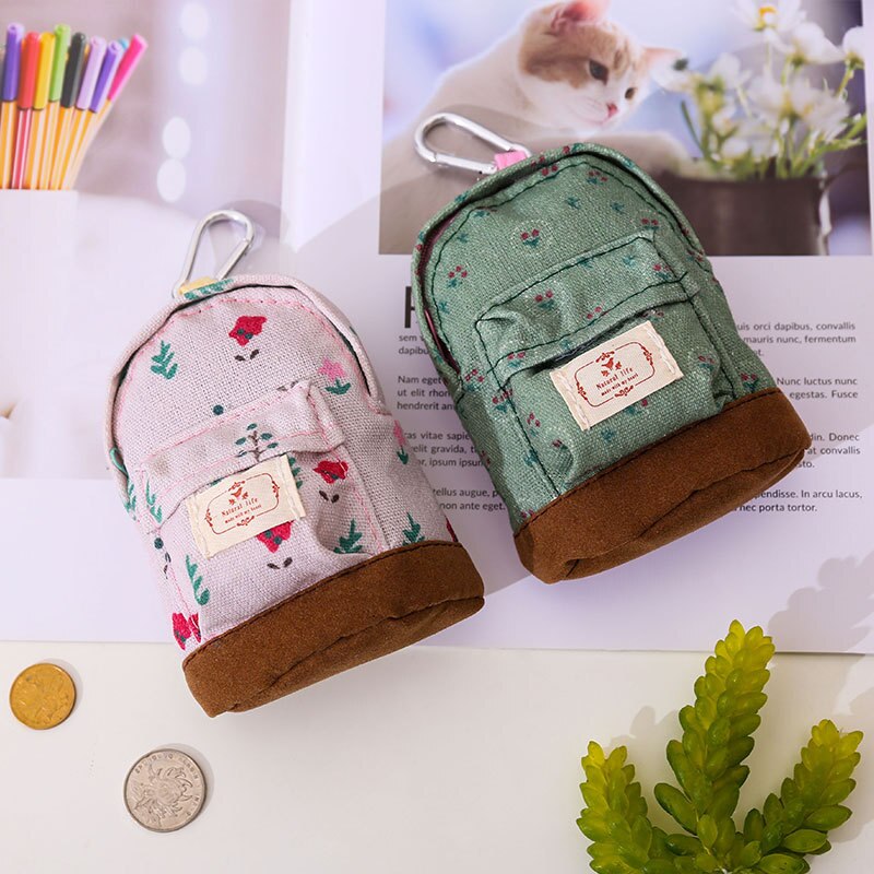 Cyflymder New Women Kids Canvas Coin Purse Floral Zipper Pouch Small Wallet Children Female Key Card Holder Mini Money Bag Gift