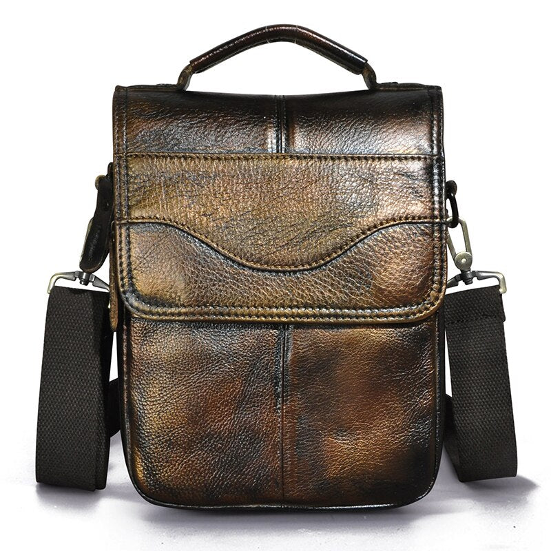 Cyflymder Quality Leather Male Casual Design Shoulder Messenger bag Cowhide Fashion Cross-body Bag 8" Tablet Tote Mochila Satchel