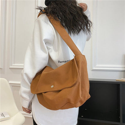 Realaiot Fashion Women Shoulder Messenger Bag Solid Simple Canvas Spring Shopping Bag Female Tote Crossbody Bag For Women Ladies Handbag