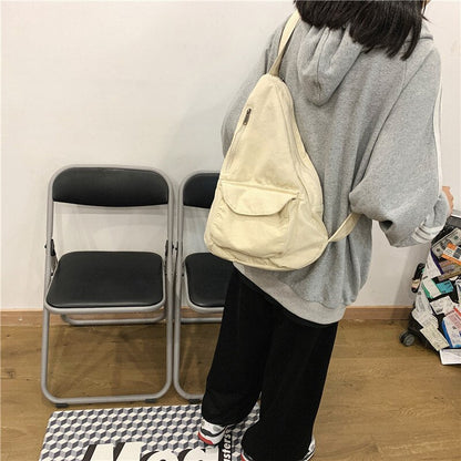 Realaiot Canvas Chest Bag Women Women Shoulder Messenger Bag Unisex Canvas Crossbody Bag Muliti Pocket Casual Women Bag