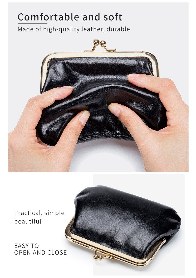 Cyflymder New Vintage Women Cowhide Wallets Female Genuine Leather Purses Portable Large Capacity Money Bag Small Coin Purse Card Holders