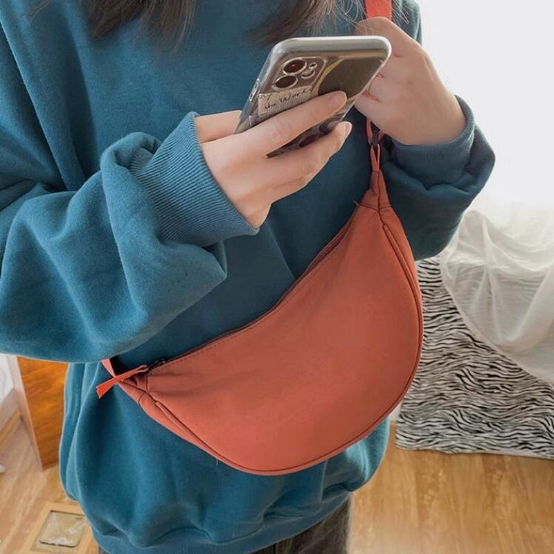 Realaiot Solid Color Chest Bag For Women Large Capacity Travel Crossbody Female Half Moon Belt Bag Ladies Daily Street Fanny Packs