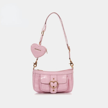 Realaiot Harajuku Kawaii Lolita Shoulder Bag Women PU Leather Candy Color Sweet Cute Crossbody Bag With Coin Purse Handbags Wallet