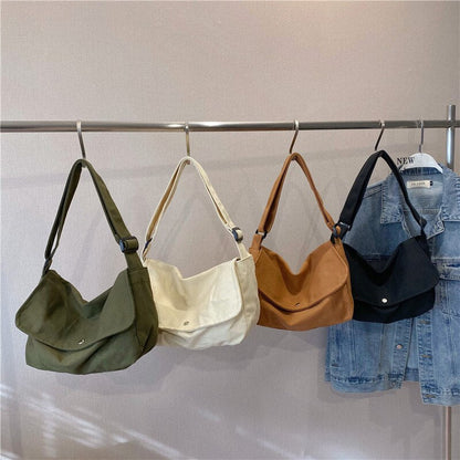 Realaiot Fashion Women Shoulder Messenger Bag Solid Simple Canvas Spring Shopping Bag Female Tote Crossbody Bag For Women Ladies Handbag