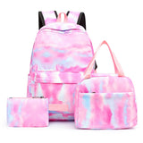 Realaiot 3pcs/set Student Schoolbags Fashion Tie Dye Printing Women Backpack Laptop Bookbags Pencil Case Purse Set for Teenagers Girls