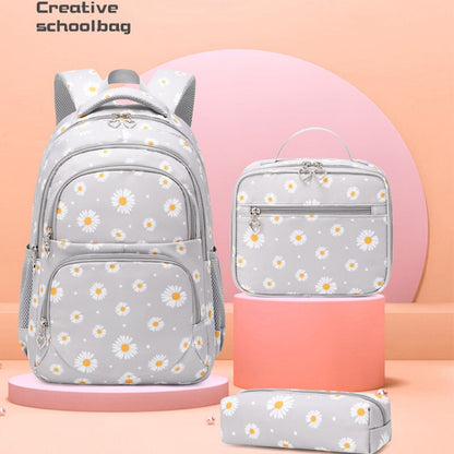 Realaiot Teen Girls School Backpack Kids Bookbag Set with Lunch Box Pencil Case Travel Laptop Backpack Casual Daypacks