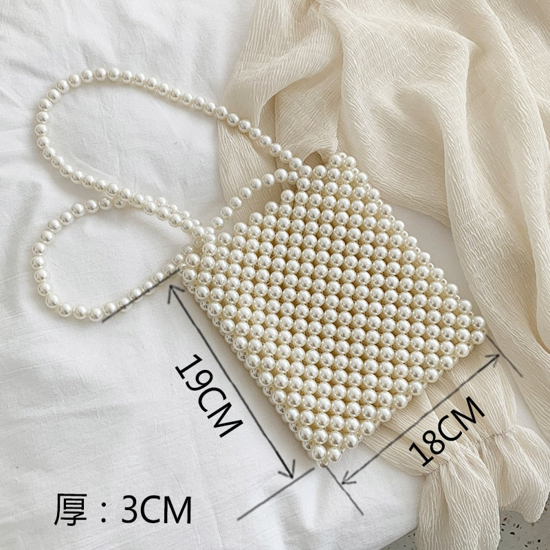 Cyflymder Mini Pearl Bag Handmade Vintage EVA Beaded Fashion Banquet Party Shoulder Bag Female Wedding Bags Luxury Women's Coin Purse